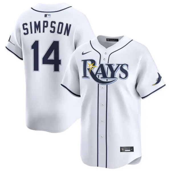 Mens Tampa Bay Rays #14 Chandler Simpson Nike White Home Limited Jersey