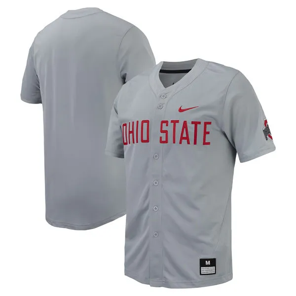 Mens Youth Ohio State Buckeyes Custom Nike Grey College Baseball Game Jersey