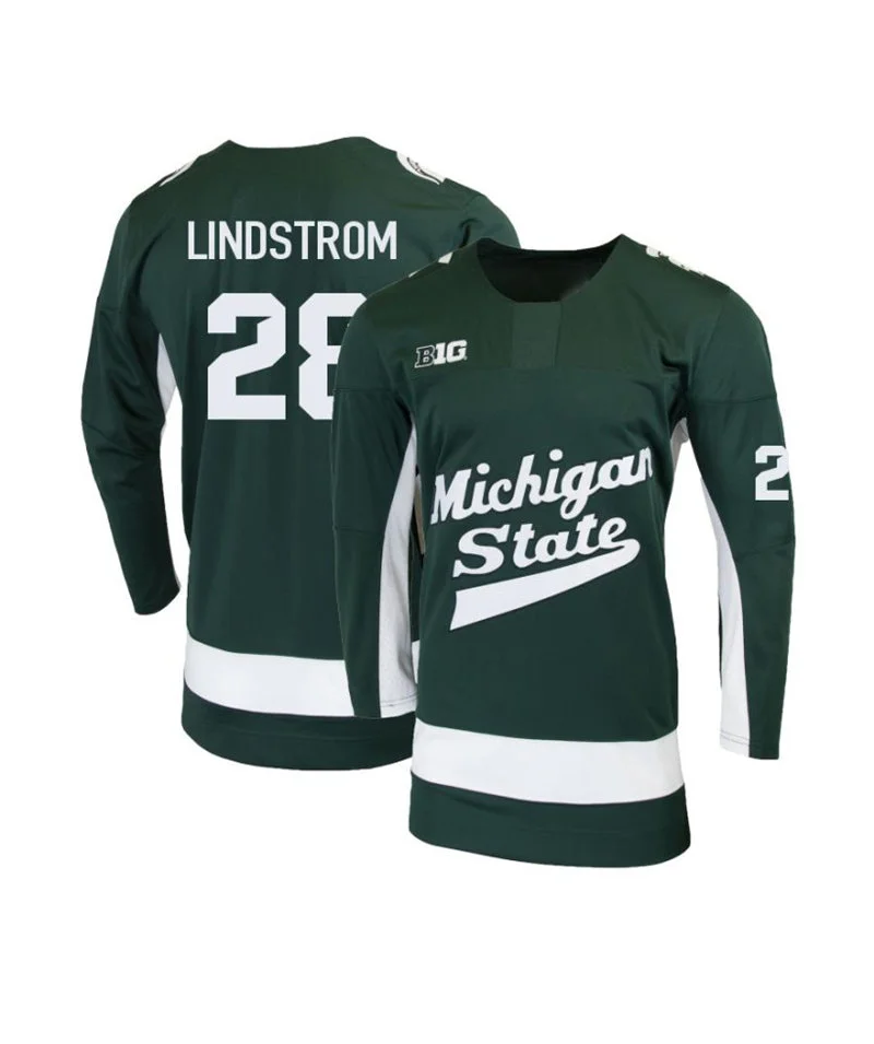 Michigan State Spartans #28 Cayden Lindstrom 2024 Green Hockey Jersey