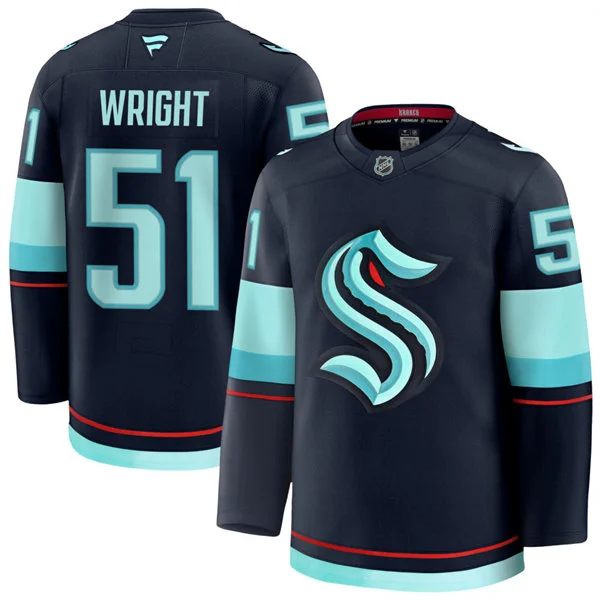Mens Seattle Kraken #51 Shane Wright Fanatics Navy Home Premium Player Jersey