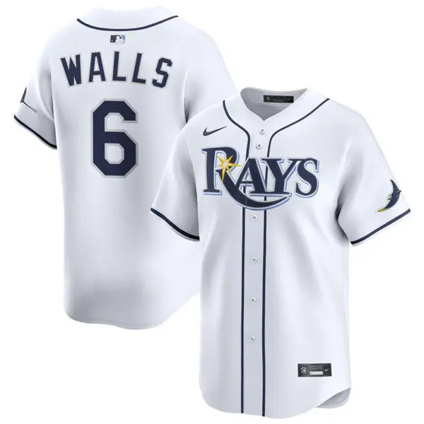 Mens Tampa Bay Rays #6 Taylor Walls Nike White Home Limited Jersey