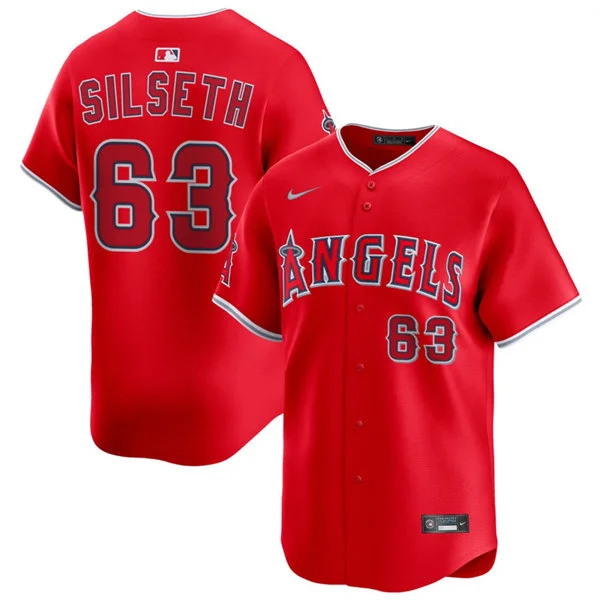 Mens Los Angeles Angels #63 Chase Silseth Nike Scarlet Alternate Limited Jersey