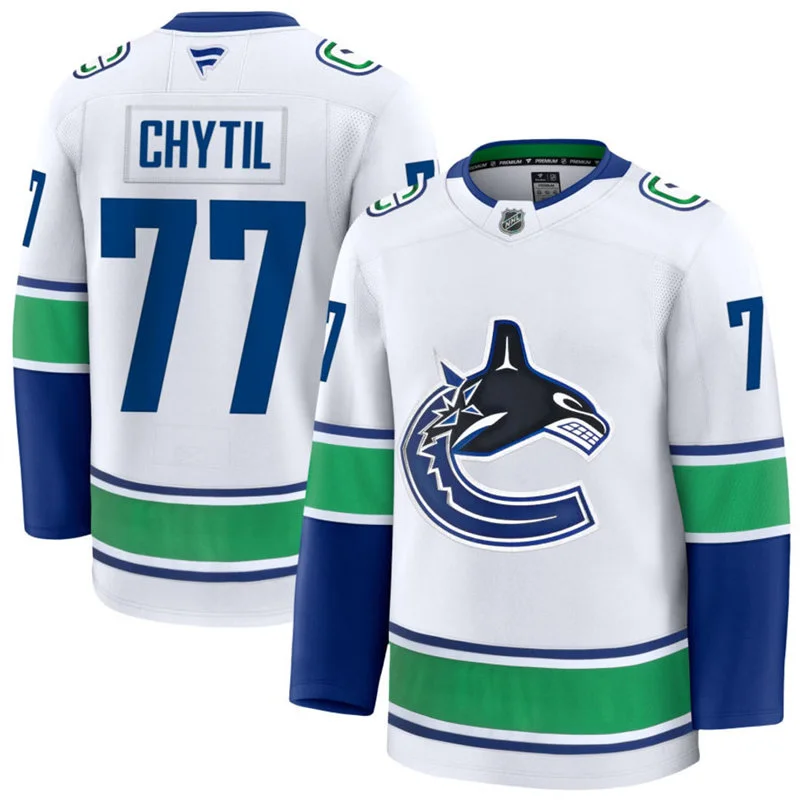 Men's Vancouver Canucks #77 Filip Chytil Fanatics Away White Premium Jersey
