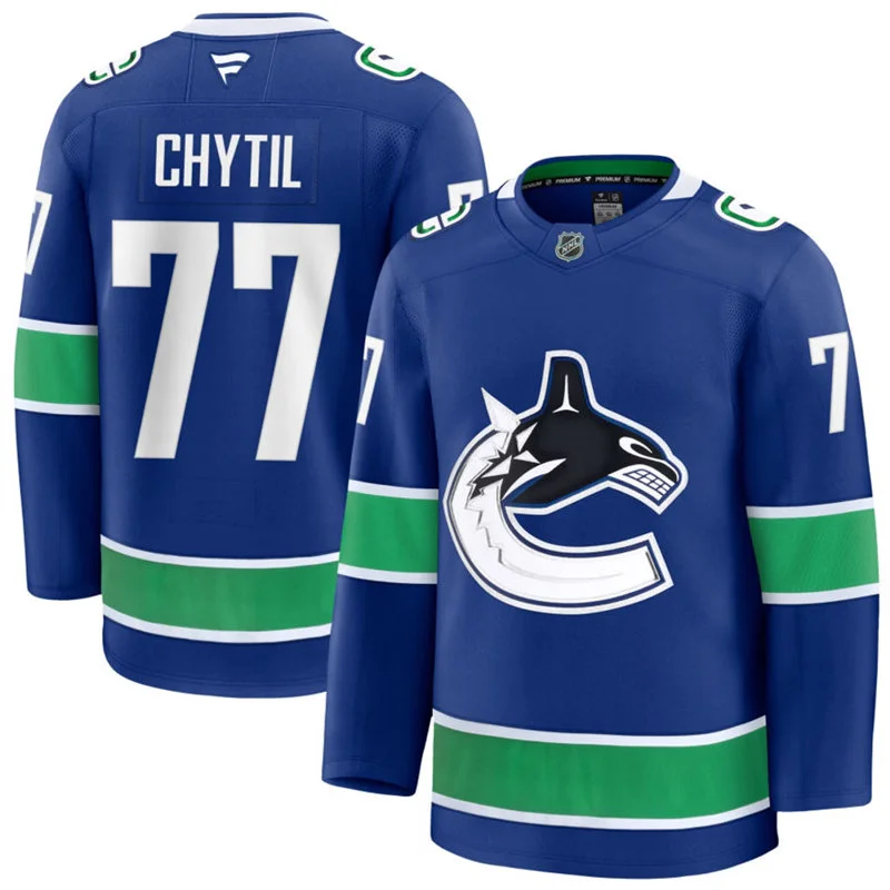 Men's Vancouver Canucks #77 Filip Chytil Fanatics Home Blue Premium Jersey