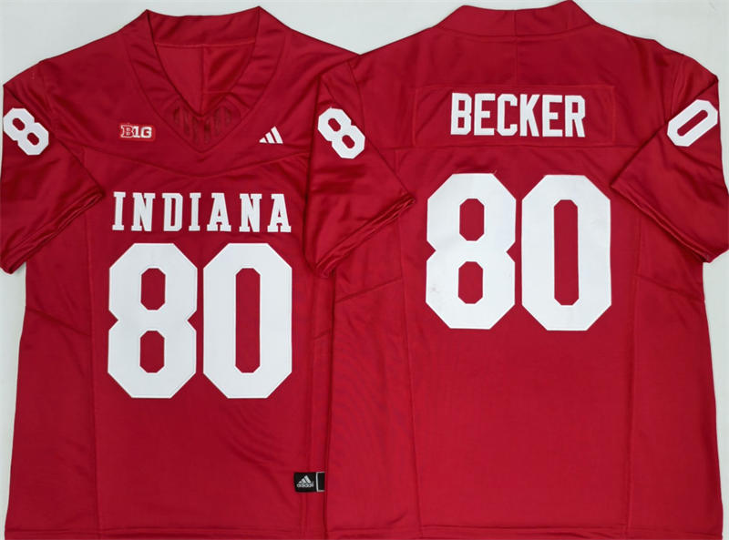 Men's Indiana Hoosiers #80 Charlie Becker Crimson Indiana Football Game Jersey