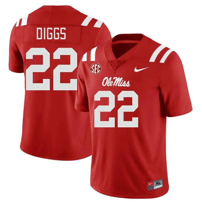 Ole Miss Rebels #22 Logan Diggs Red College Football Game Jersey