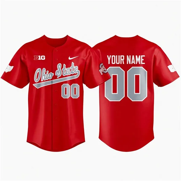 Ohio State Buckeyes Custom Nike Scarlet College Baseball Game Jersey