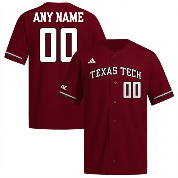 Texas Tech Red Raiders Custom Adidas Red Baseball Game Jersey