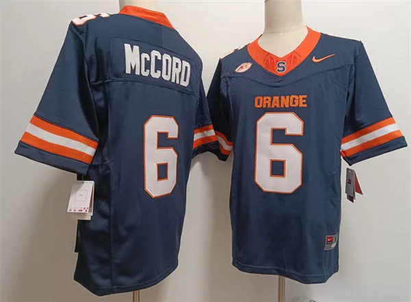 Mens Youth Syracuse Orange #6 Kyle McCord Navy College Football Game Jersey