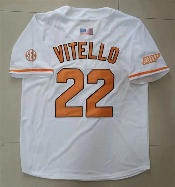 Tennessee Volunteers #22 Tony Vitello White two-Button Pullover with name College Baseball Limited Jersey Tennessee Volunteers #22 Tony Vitello White two-Button Pullover with name College Baseball Limited Jersey