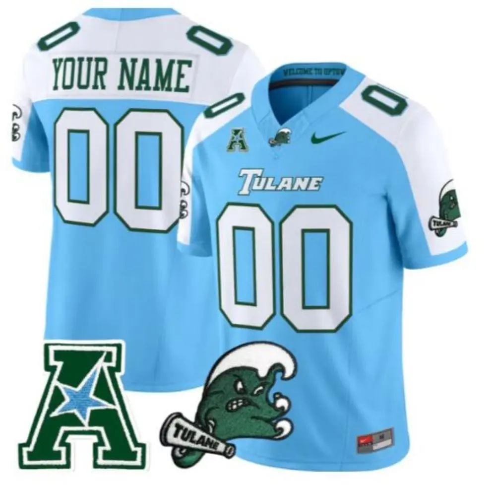 Tulane Green Wave Custom Blue White Gratitude Limited Football Jersey