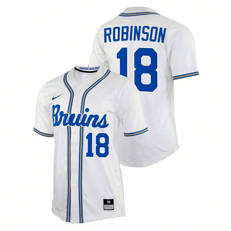 UCLA Bruins #18 Jackie Robinson Nike White College Baseball Game Jersey