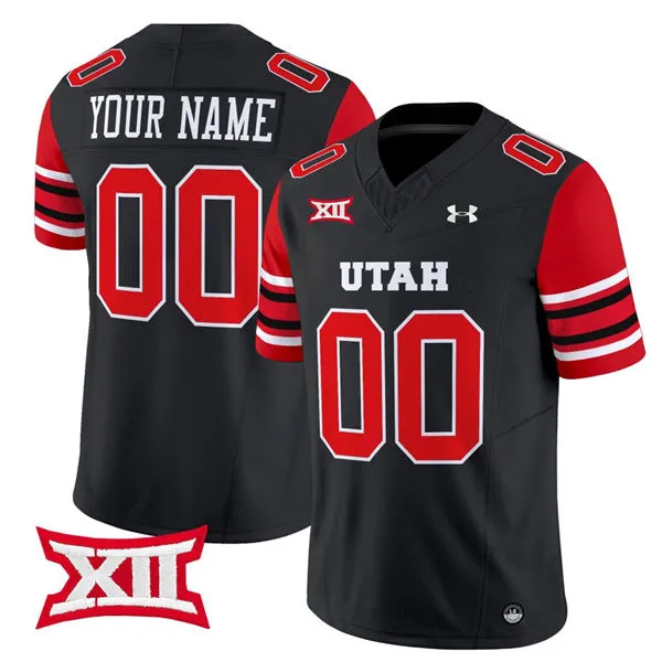 Mens Youth Utah Utes Custom 2024 XII Black College Football Game Jersey