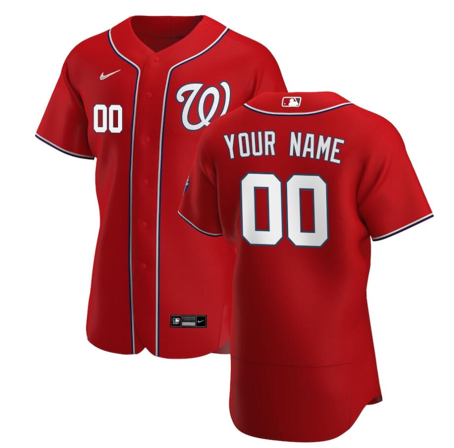 Washington Nationals Custom 2020 Scarlet Authentic Alternate Jersey