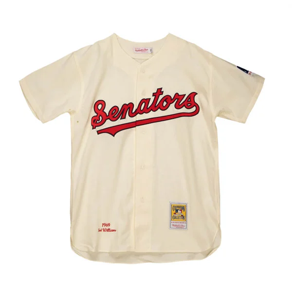 Washington Senators #9 Ted Williams 1969 Mitchell & Ness Home Cream Jersey