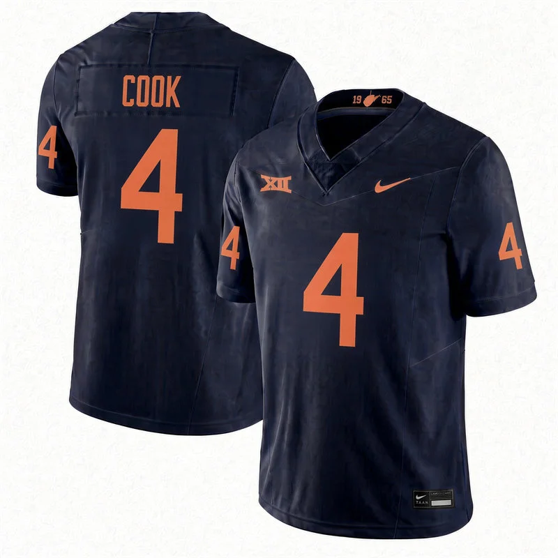 West Virginia Mountaineers #4 Cam Cook Navy 1965 Retro Football Jersey