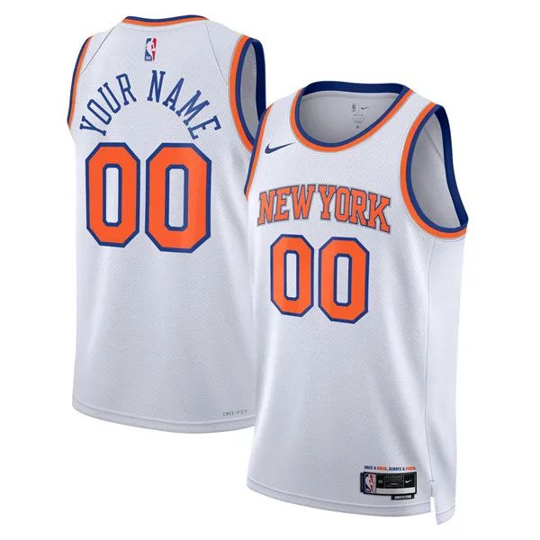 New York Knicks Custom Diamond Nike White Association Edition Jersey
