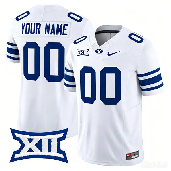 BYU Cougars Custom Nike 2025 XII White Navy College Football Jersey