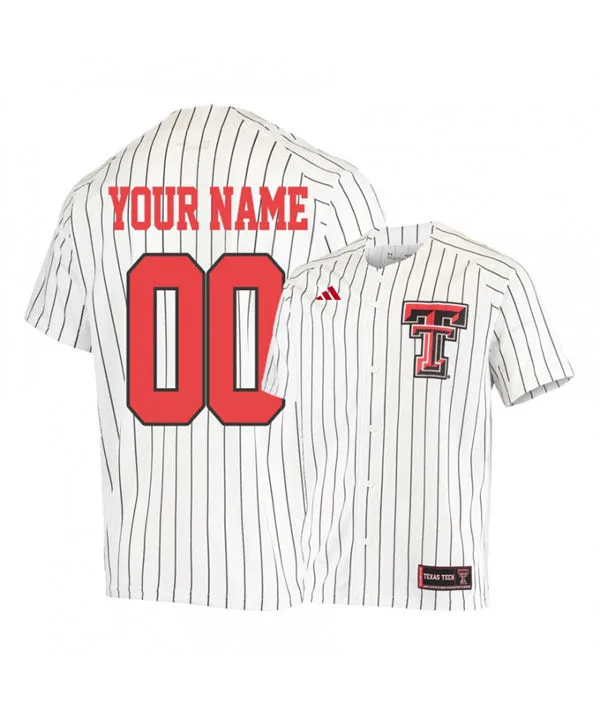 Texas Tech Red Raiders Custom Adidas White Pinstripe Baseball Game Jersey
