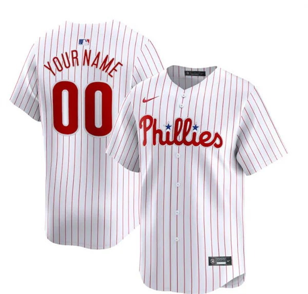 Philadelphia Phillies Custom Nike White Pinstripe Home Limited Jersey
