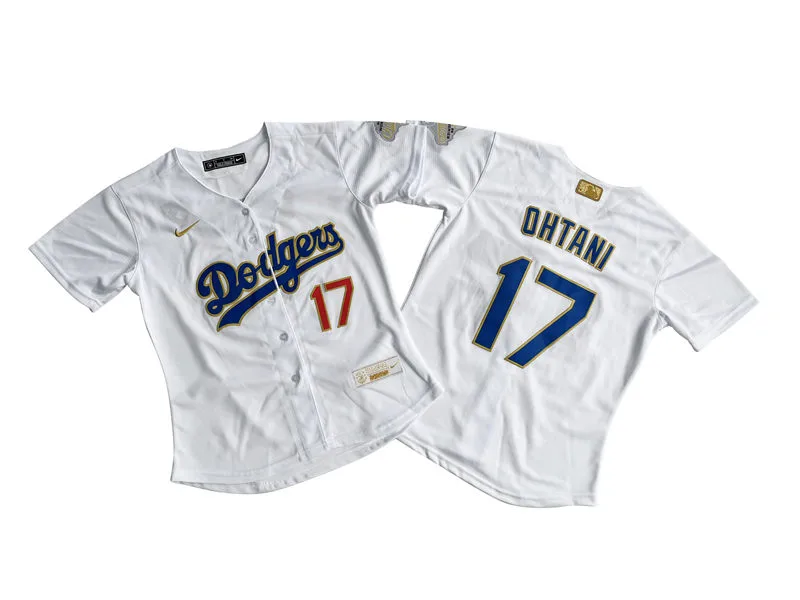 Womens Los Angeles Dodgers #17 Shohei Ohtani Nike 2026 White Gold Collection Stadium Limited Jersey