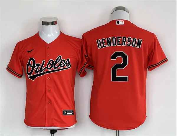 Youth Baltimore Orioles #2 Gunnar Henderson Nike Orange Alternate Jersey