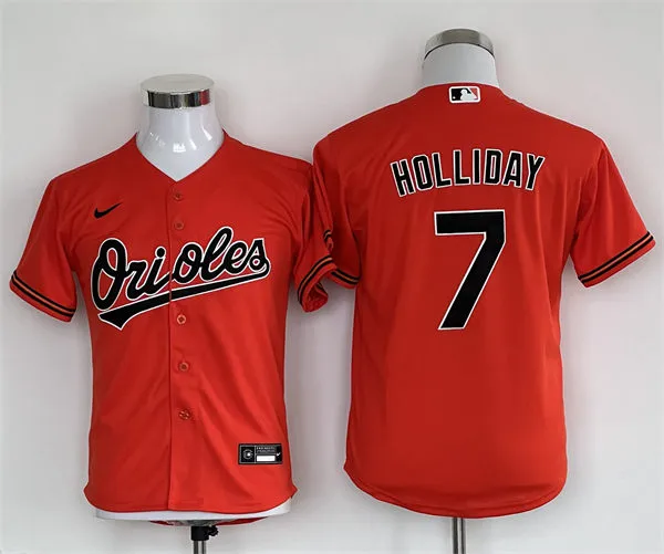 Youth Baltimore Orioles #7 Jackson Holliday Nike Orange Alternate Limited Jersey