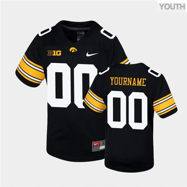 Youth Iowa Hawkeyes Custom Black Nike College Football Game Jersey