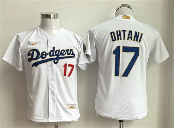 Youth Los Angeles Dodgers #17 Shohei Ohtani Nike 2026 White Gold Collection Stadium Limited Jersey
