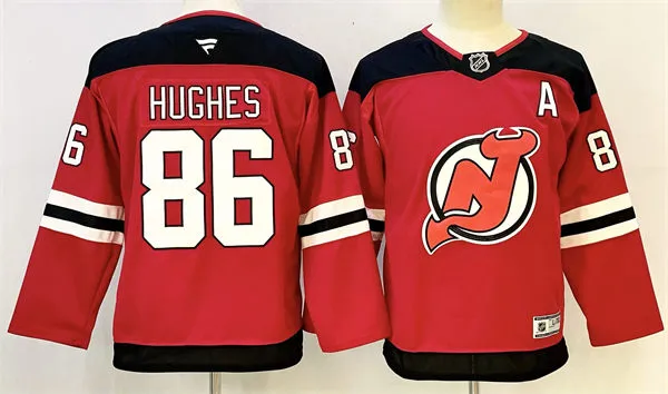 Youth New Jersey Devils #86 Jack Hughes Fanatics Home Red Stitched Jersey