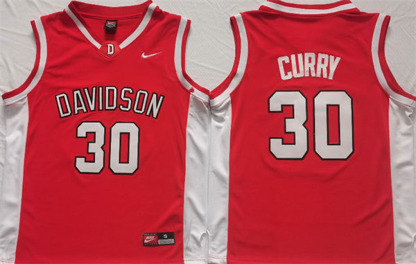 Men's Davidson Wildcats #30 Stephen Curry College Basketball Jerseys - Red Men's Davidson Wildcats #30 Stephen Curry College Basketball Jerseys - Red