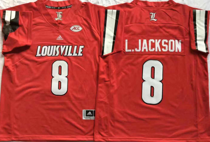 Men's Louisville Cardinals #8 Lamar Jackson Red Stitched College Football adidas NCAA Jersey Men's Louisville Cardinals #8 Lamar Jackson Red Stitched College Football adidas NCAA Jersey