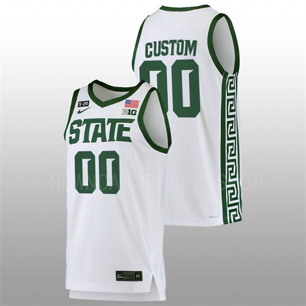Michigan State Spartans Custom 2025 White College Basketball Jersey