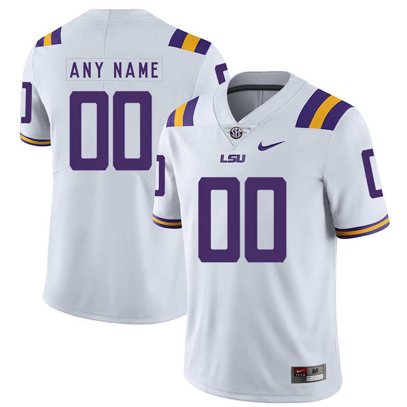 LSU Tigers Custom Nike White Football Game Jersey