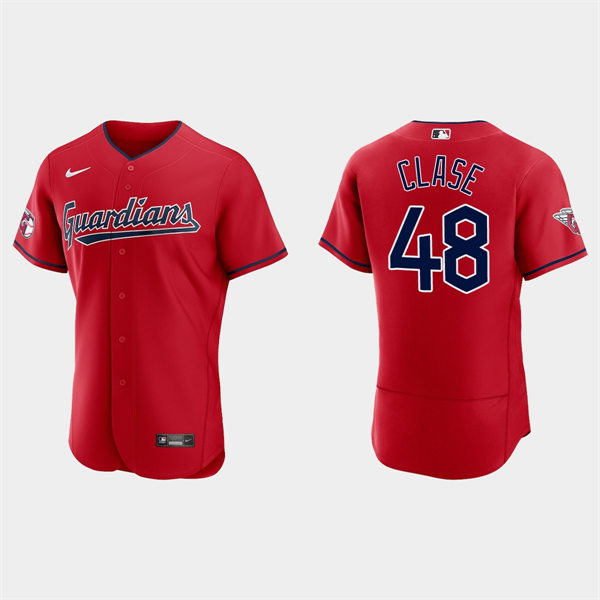 Mens Cleveland Guardians #48 Emmanuel Clase 2022 Red Alternate Flex Base Player Jersey