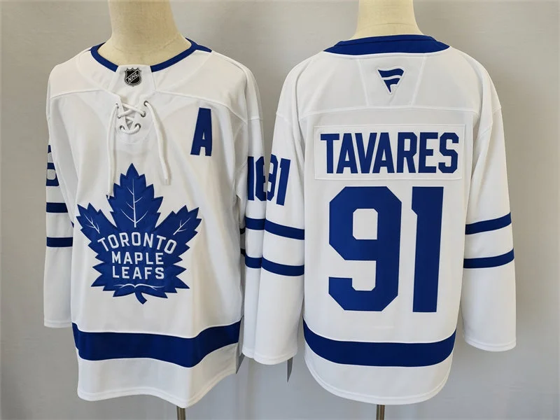 Womens Toronto Maple Leafs #91 John Tavares Fanatics Away White Player Jersey