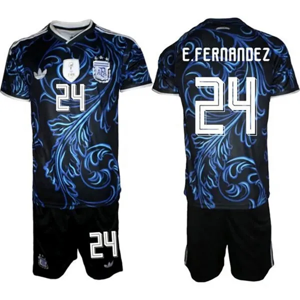 Mens Argentina National Team #24 Enzo Fernandez Black Away 2026 FIFA World Cup Soccer Jersey Suit