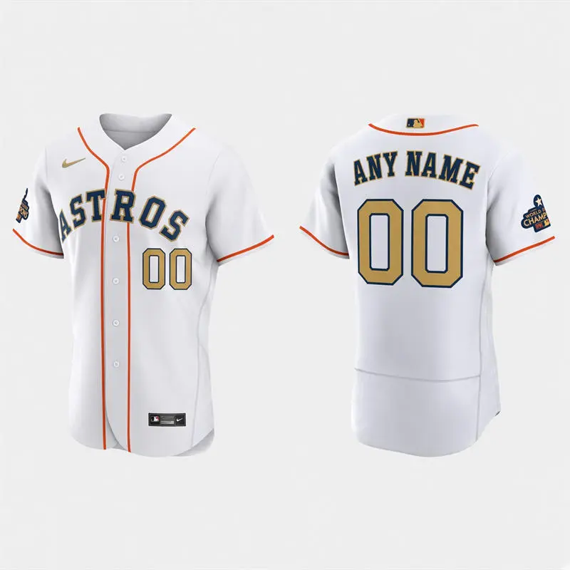 Houston Astros Custom 2023 White Gold Rush World Series Champions Jersey