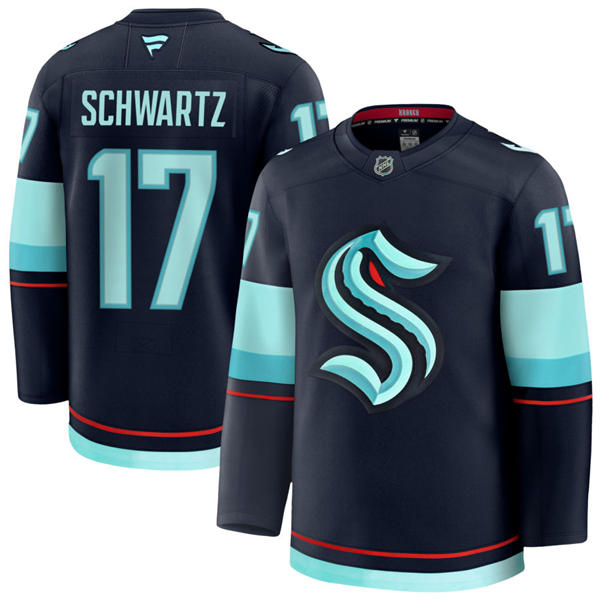 Mens Seattle Kraken #17 Jaden Schwartz Fanatics Navy Home Premium Player Jersey