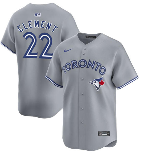 Mens Toronto Blue Jays #22 Ernie Clement Nike Gray Road Limited Player Jersey