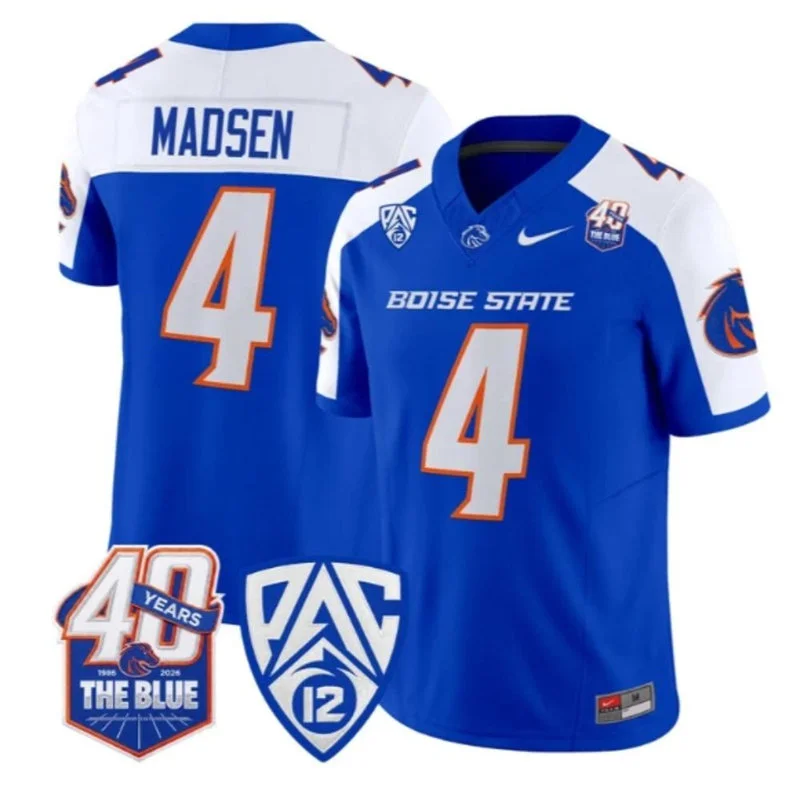Boise State Broncos #4 Maddux Madsen Royal White Gratitude Limited Football Jersey