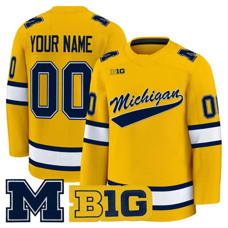 Michigan Wolverines Hockey 2025-26 Maize Custom Jersey