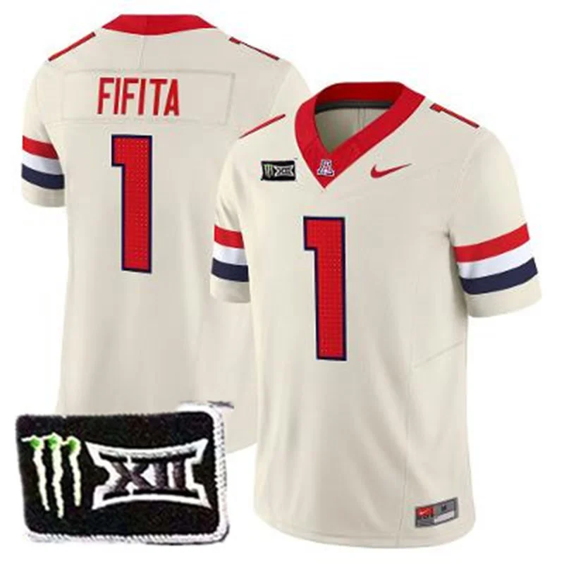 Arizona Wildcats #1 Noah Fifita Nike 2026 Cream Alternate-Football Game Jersey