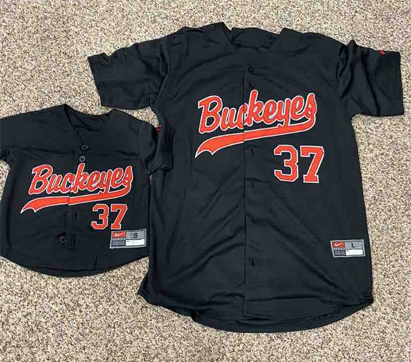 Men's Custom Ohio State Buckeyes Stitched Nike Black College Baseball Game Jersey