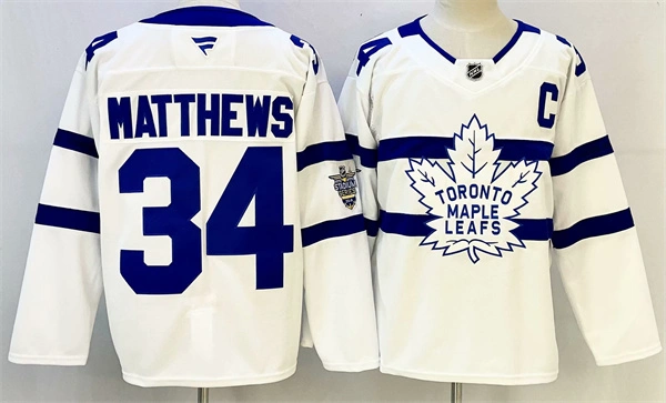 Mens Toronto Maple Leafs #34 Auston Matthews Fanatics White 2018 NHL Stadium Series Player Jersey