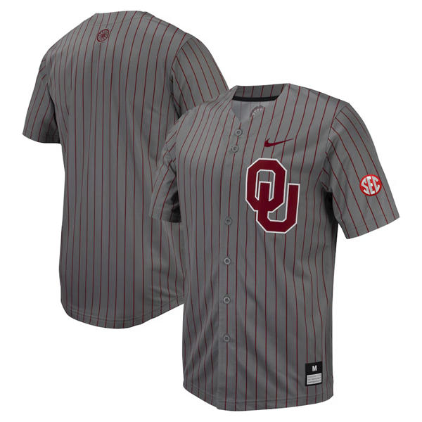 Oklahoma Sooners Custom 2025 SEC Gray Pinstripe Baseball Game Jersey