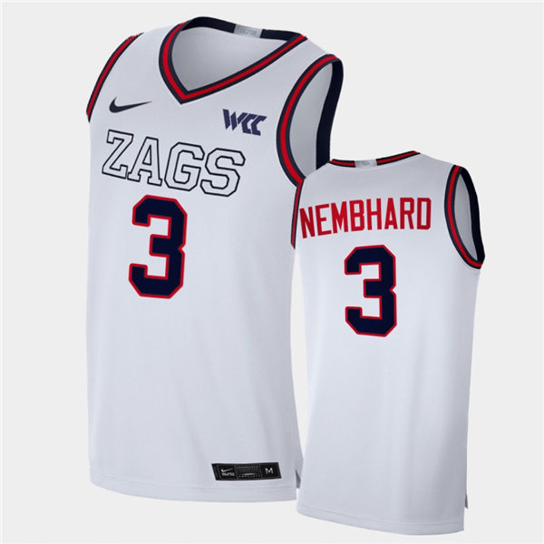 Men's Gonzaga Bulldogs #3 Andrew Nembhard 2021 White ZAGS Nike NCAA College Basketball Jersey Men's Gonzaga Bulldogs #3 Andrew Nembhard 2021 White ZAGS Nike NCAA College Basketball Jersey